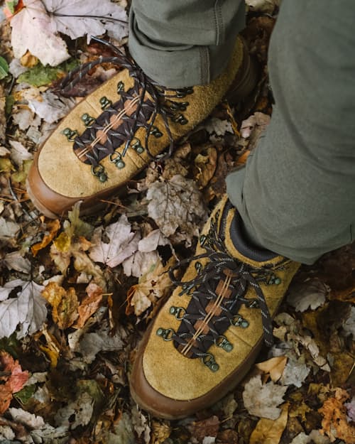 lifestyle image of Huckberry x Danner Mountain 600 GTX Hiking Boot