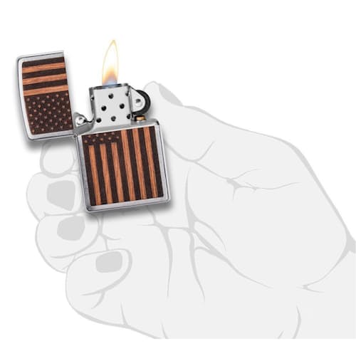 on model image of American Flag Windproof Lighter