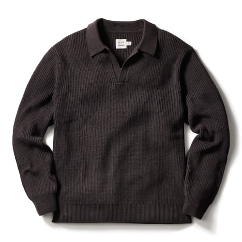 laydown image of Bolinas Cotton Johnny Collar Sweater Polo