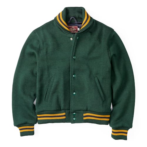 laydown image of Women's Knit Varsity Bomber Jacket