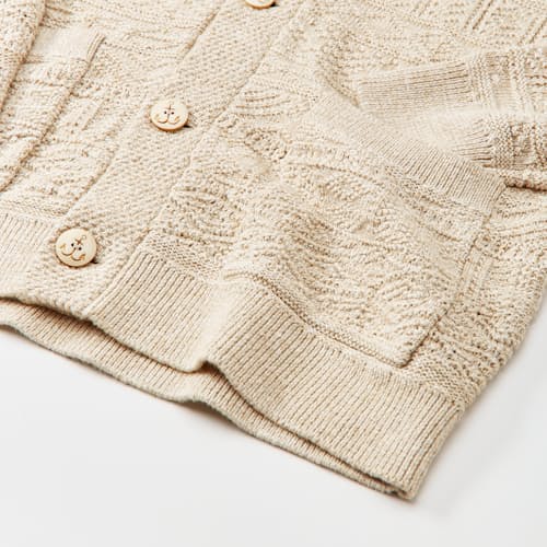 laydown detail image of Guernsey Cotton Linen Shawl Cardigan Sweater