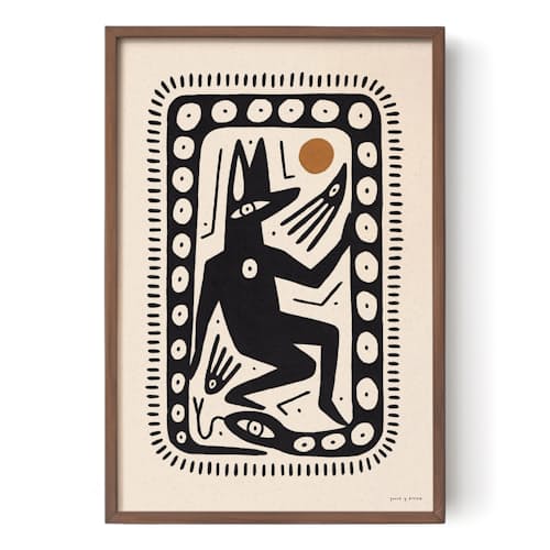 laydown image of Coyote and Snake Print by Perro y Arena