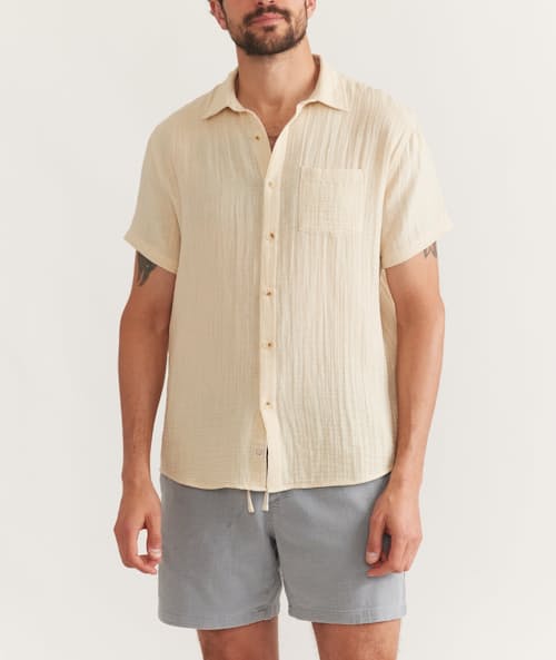 on model image of Crinkle Double Cloth Shirt