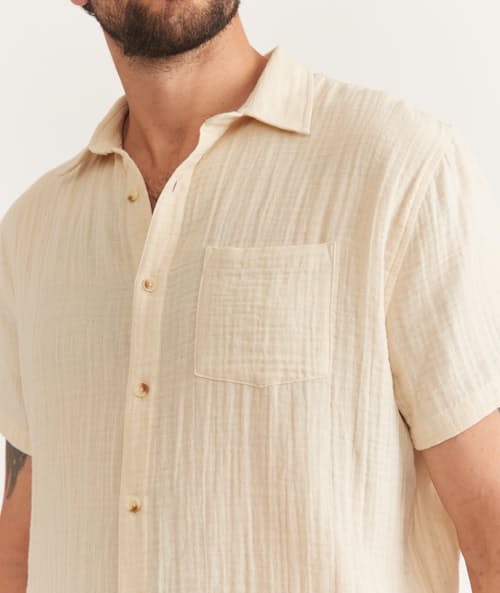 on model image of Crinkle Double Cloth Shirt