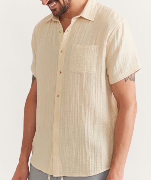 on model image of Crinkle Double Cloth Shirt