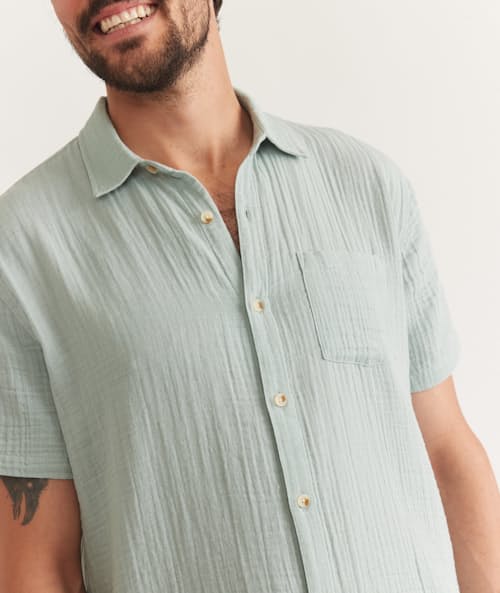 on model image of Crinkle Double Cloth Shirt