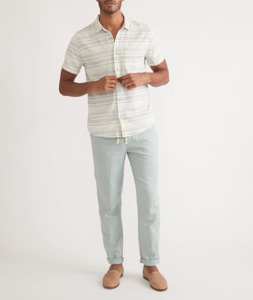 on model image of Classic Stretch Selvage Short Sleeve Shirt