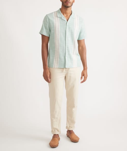 on model image of Short Sleeve Stretch Selvage Resort Shirt