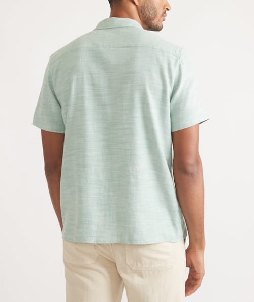 on model image of Short Sleeve Stretch Selvage Resort Shirt