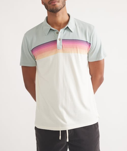 on model image of Engineered Stripe Polo