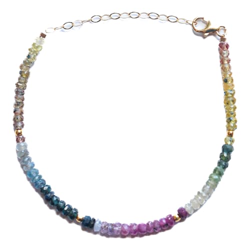 laydown image of Women's Rainbow Sapphire Moon Cycle Bracelet
