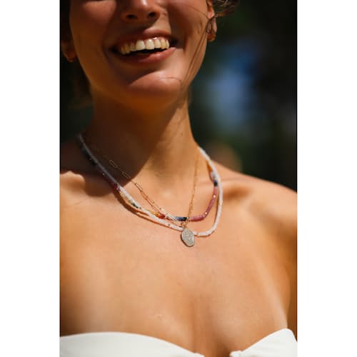 lifestyle image of Women's Rainbow Sapphire Moon Cycle Necklace
