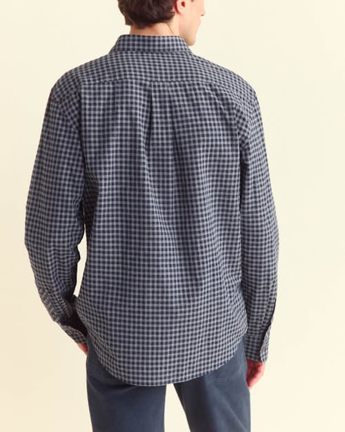 on model image of Hutchenson Plaid Long Sleeve Shirt