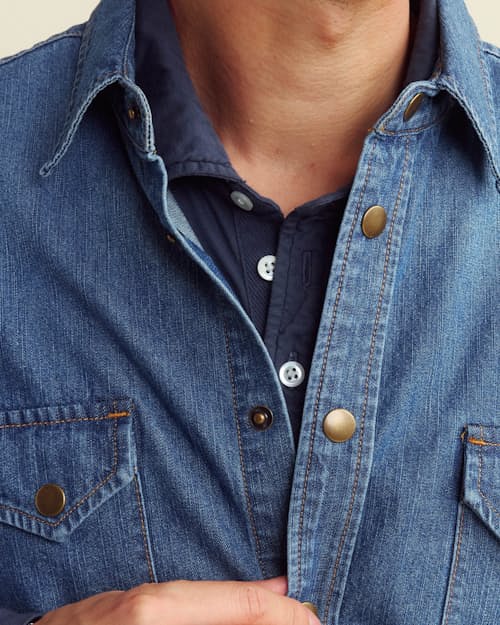 on model image of Shoals Denim Shirt