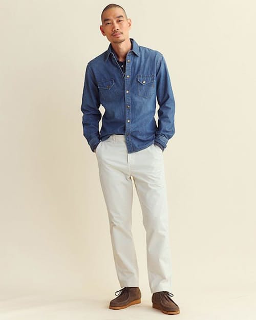 on model image of Shoals Denim Shirt
