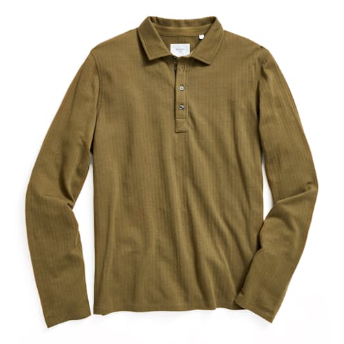 laydown image of Herringbone Long Sleeve Polo