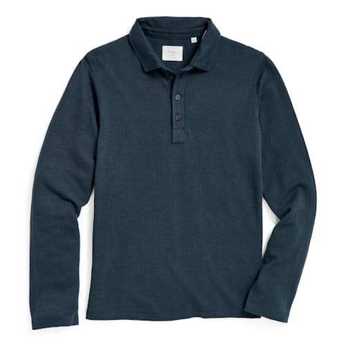 laydown image of Herringbone Long Sleeve Polo