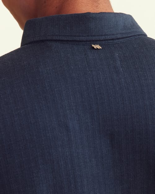 on model image of Herringbone Long Sleeve Polo