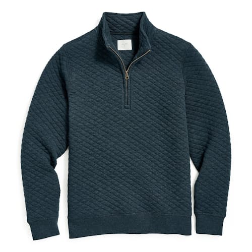 laydown image of Diamond Quilted Half Zip Sweater
