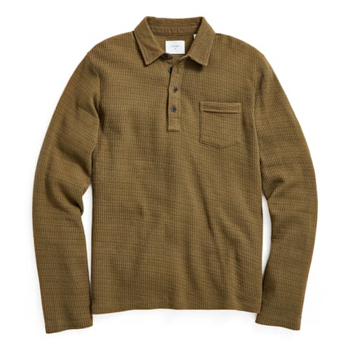 laydown image of Needle Drop Long Sleeve Polo
