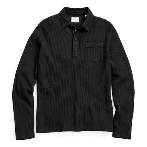 laydown image of Needle Drop Long Sleeve Polo