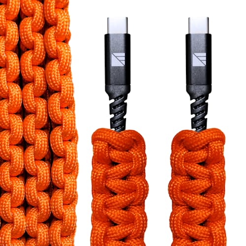 laydown detail image of USB C to USB C Paracord Cable