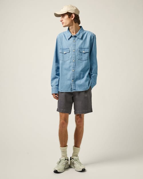 on model image of Denim Shirt