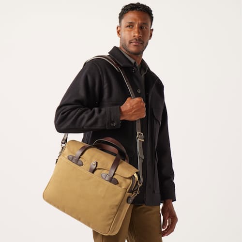 on model image of Rugged Twill Original Briefcase - 13L