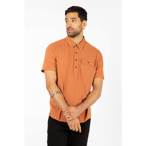 on model image of Gary Jersey Knit Short Sleeve Polo