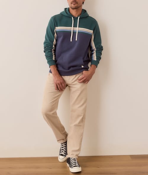 on model image of Archive Varsity Hoodie
