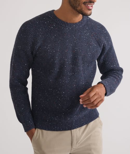 on model image of Coleman Crew Sweater