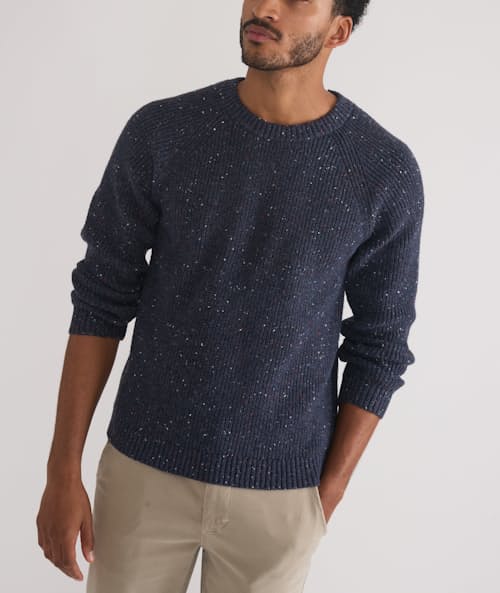 on model image of Coleman Crew Sweater
