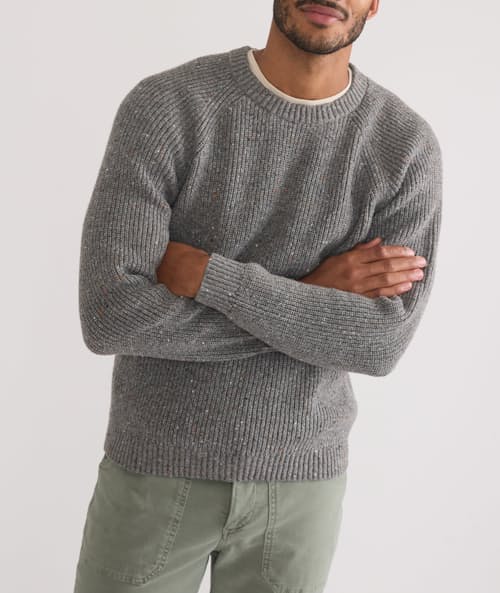 on model image of Coleman Crew Sweater