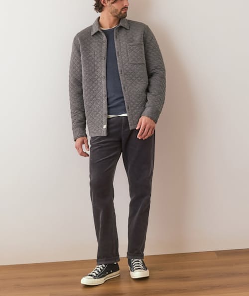 on model image of Corbet Quilted Overshirt