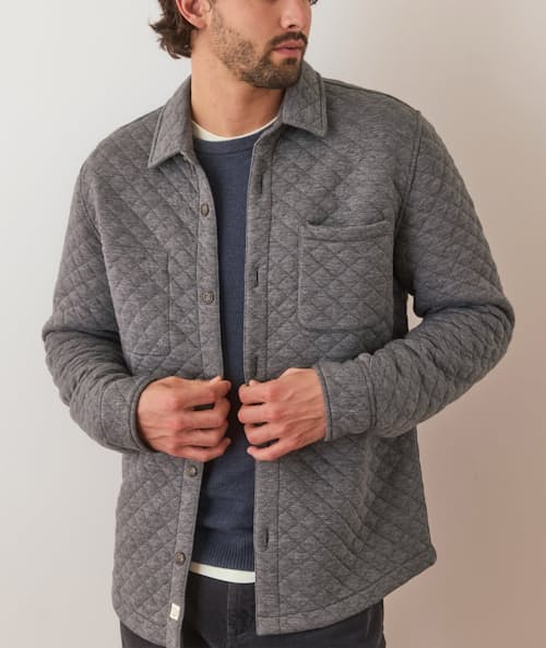 on model image of Corbet Quilted Overshirt
