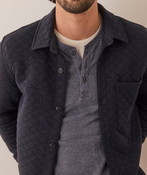 on model image of Corbet Quilted Overshirt