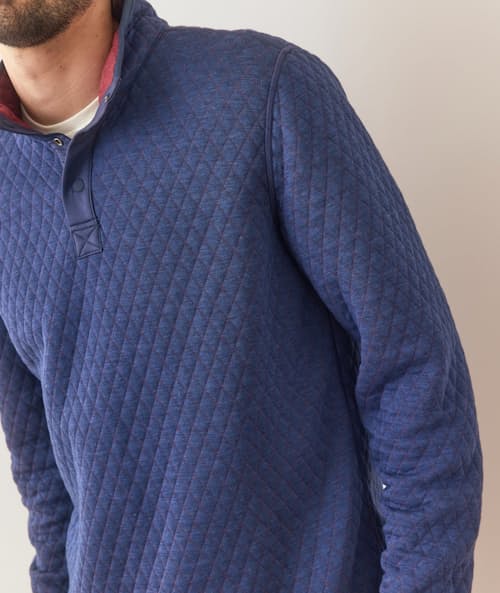 on model image of Corbet Quilted Reversible Pullover