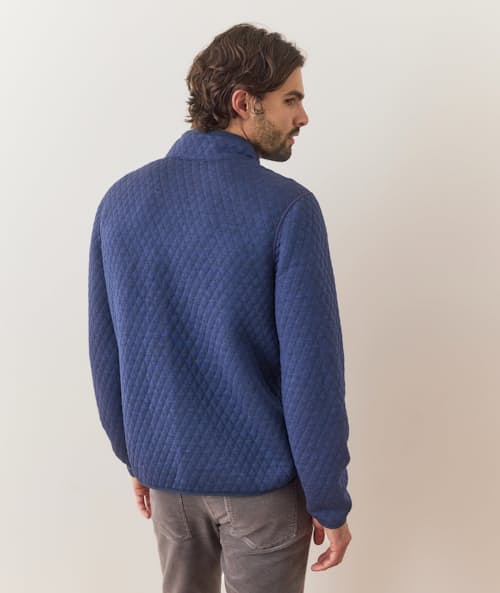 on model image of Corbet Quilted Reversible Pullover