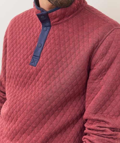 on model image of Corbet Quilted Reversible Pullover
