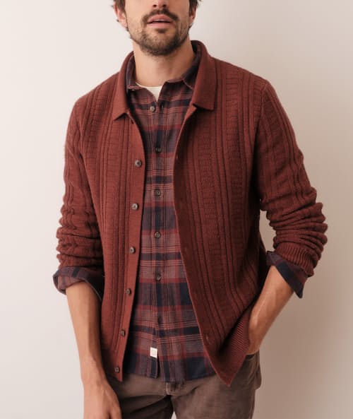 on model image of Sweater Button Down Polo