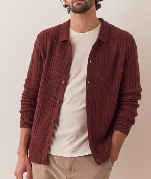 on model image of Sweater Button Down Polo