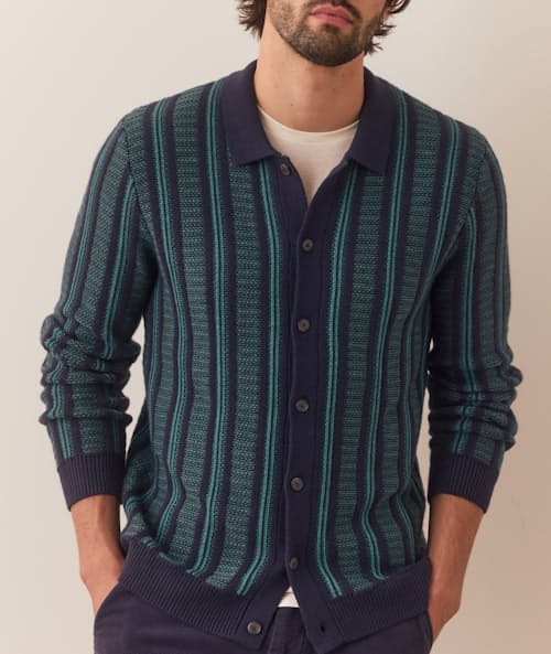 on model image of Sweater Button Down Polo