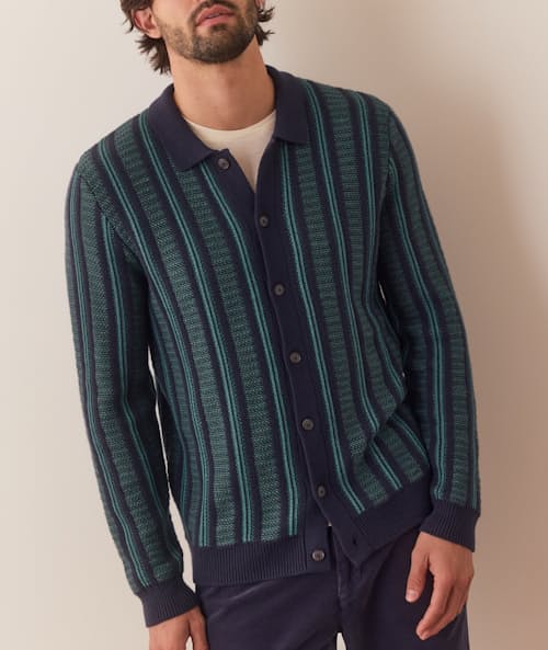 on model image of Sweater Button Down Polo