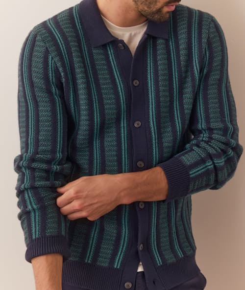 on model image of Sweater Button Down Polo