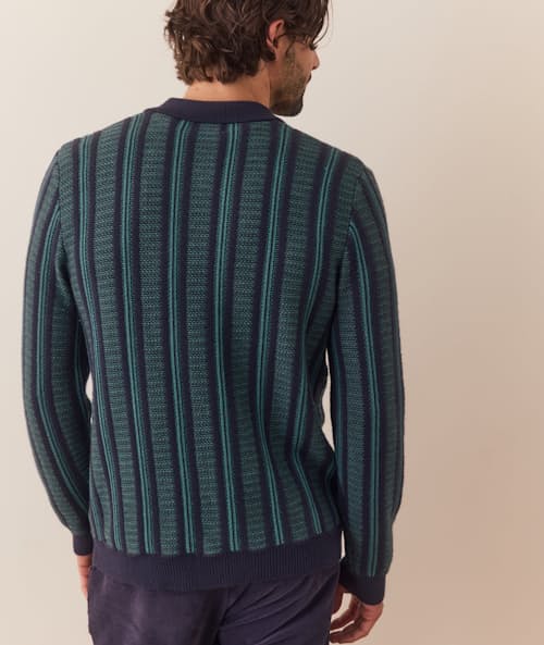 on model image of Sweater Button Down Polo
