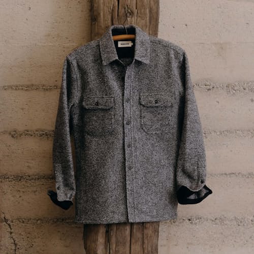 lifestyle image of The Connor Boucle Overshirt