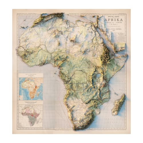 laydown image of Africa 1885 Shaded Relief Map