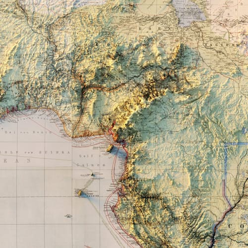 laydown detail image of Africa 1885 Shaded Relief Map