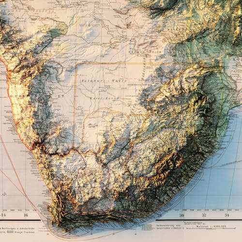 laydown detail image of Africa 1885 Shaded Relief Map