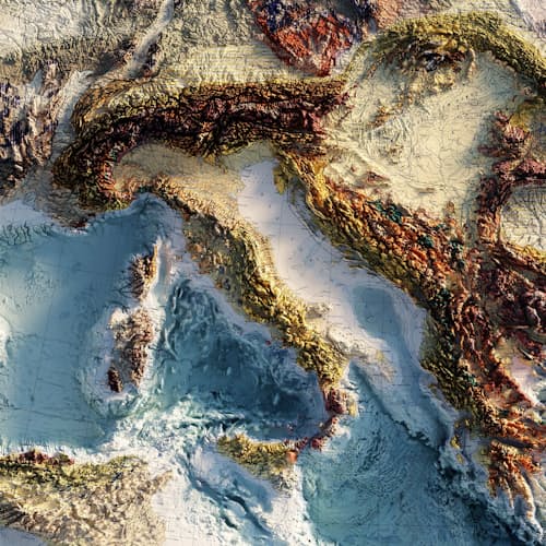 laydown detail image of Carte Tectonique Internationale De L'Europe 1962 Shaded Relief Map